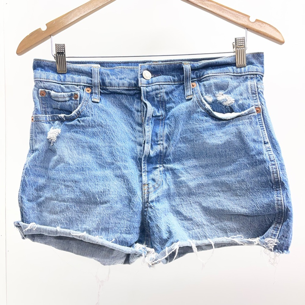 GAP Light Blue Distressed Jean Shorts - Picture 1 of 3